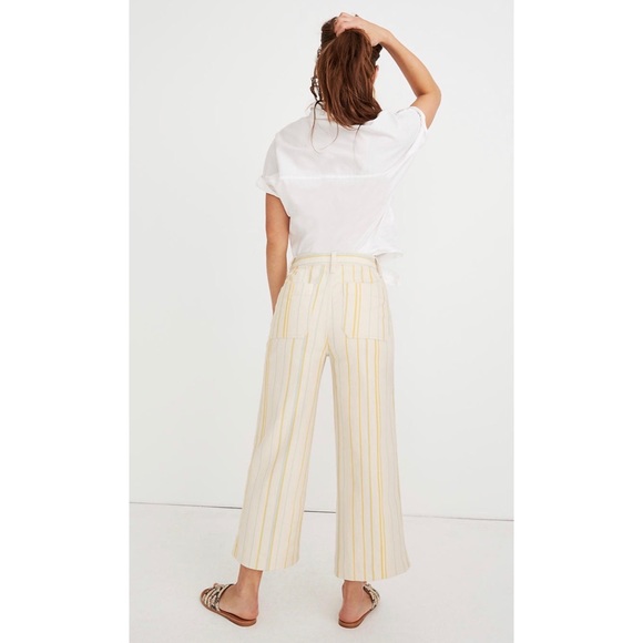Madewell Emmett Wide Leg Crop Jeans In Stripe 24T - Picture 2 of 8